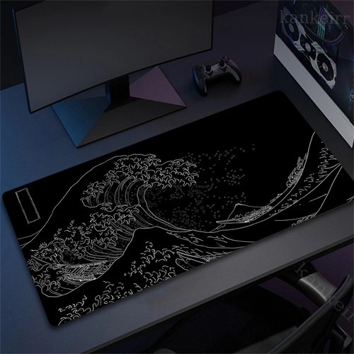Large japanese wave desk mat - japanese,